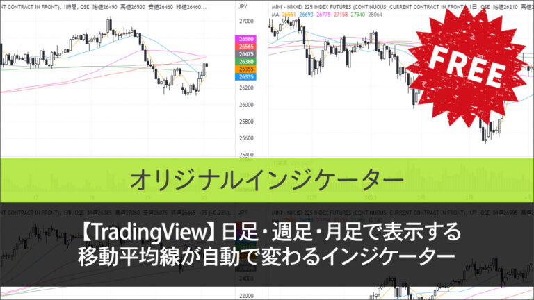 Tradingview 日足 週足 月足で表示する移動平均線が自動で変わるインジケーター Trade Note